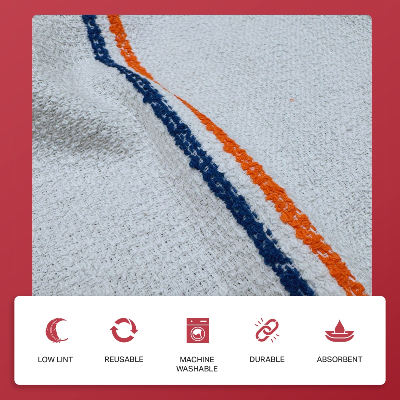 WHITE TERRY CLOTH CLEANING RAGS 15”x18”, REUSABLE / HIGHLY ABSORBENT 100% COTTON