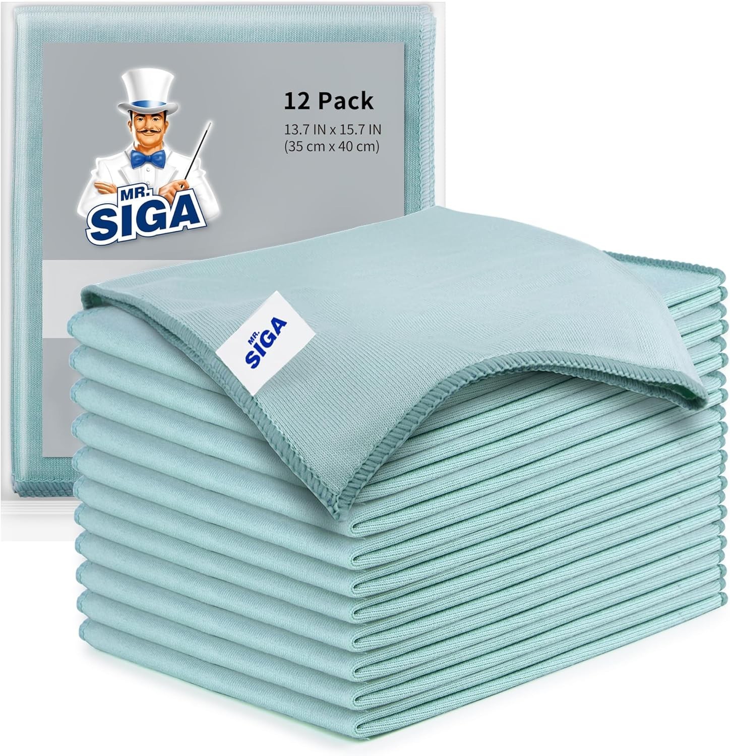 Ultra Fine Microfiber Cloths for Glass, Pack of 12, 35 x 40cm 13.7″ x 15.7″
