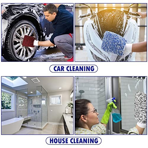 5 Pcs Microfiber Car Wash Mitt Absorbent Blue, Black, Red, White, Grey