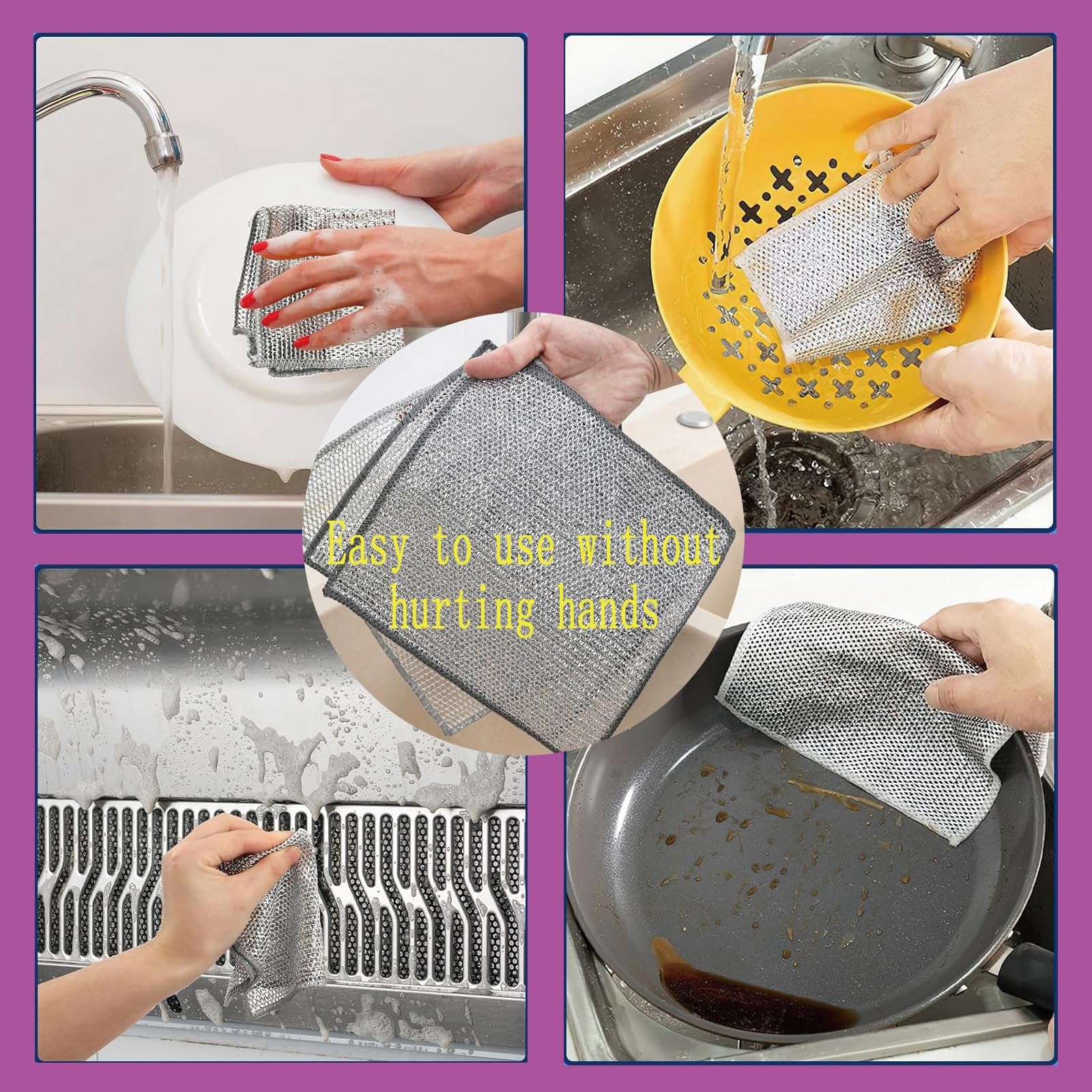 Double layer metal wire scratch free cloth, dry and wet dual-purpose metal wi…