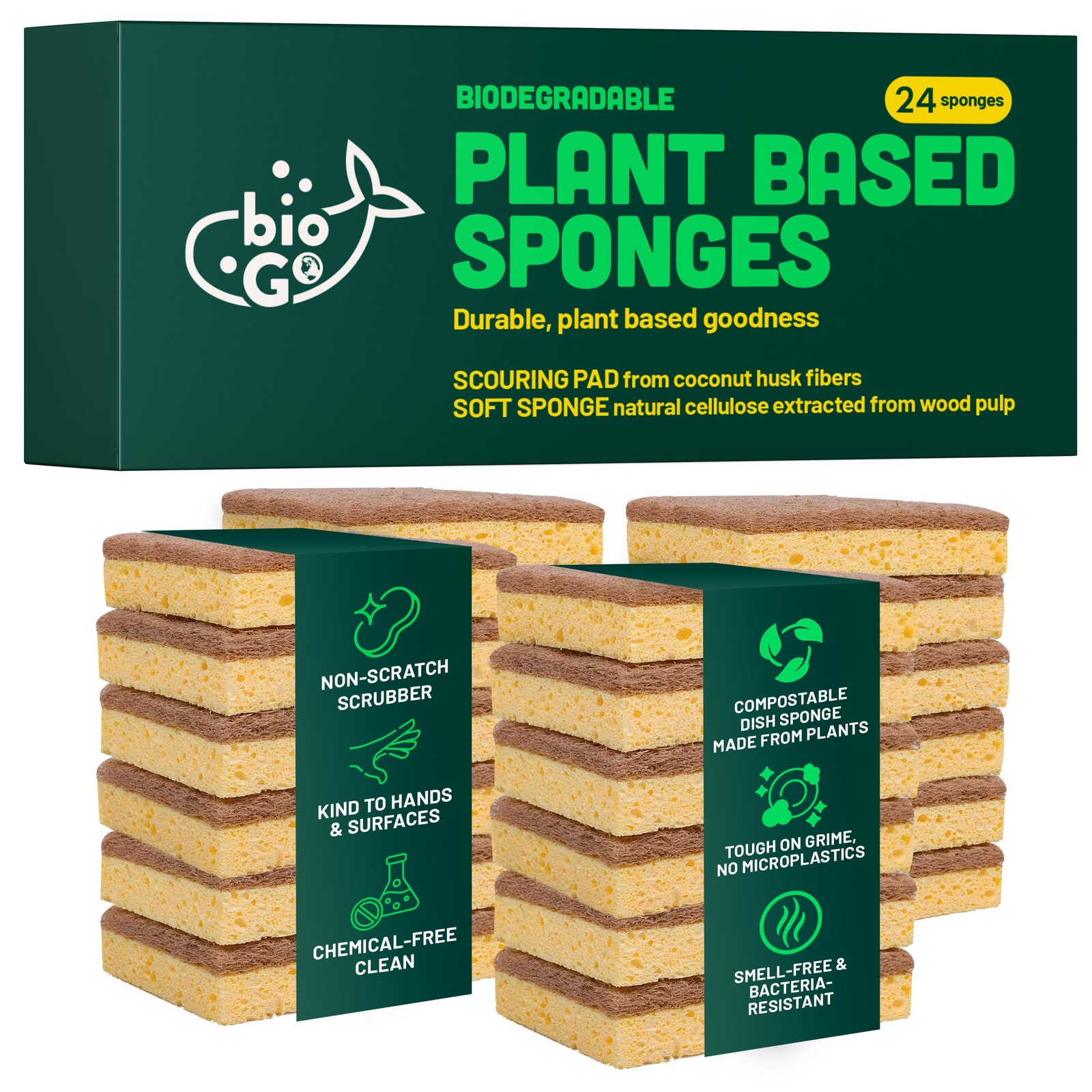 Biodegradable Kitchen Sponges – Natural Cellulose, Eco-Friendly, Compostable …