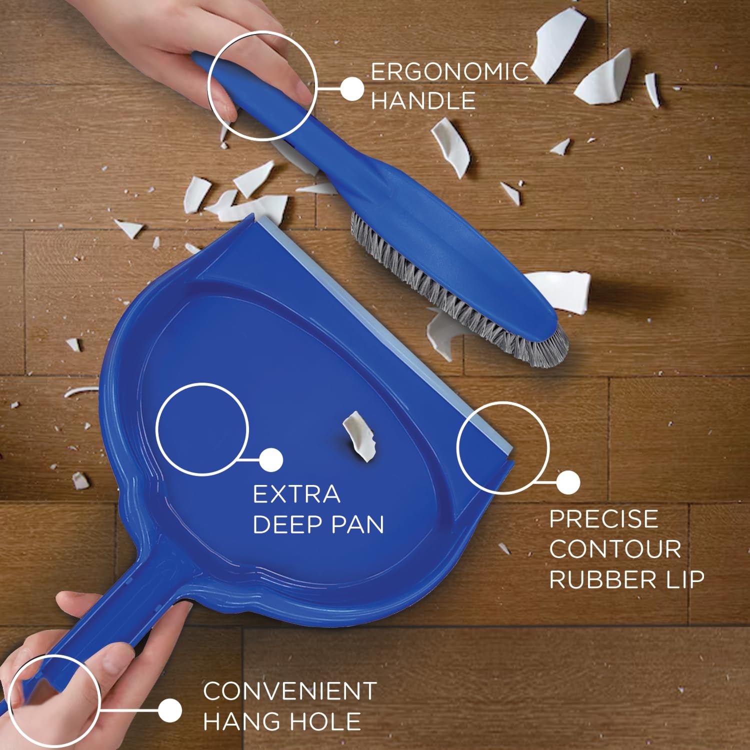 LOLA Clip On Dust Pan & Brush Set, w/Easy Dust, Dirt & Debris Catching Rubber…
