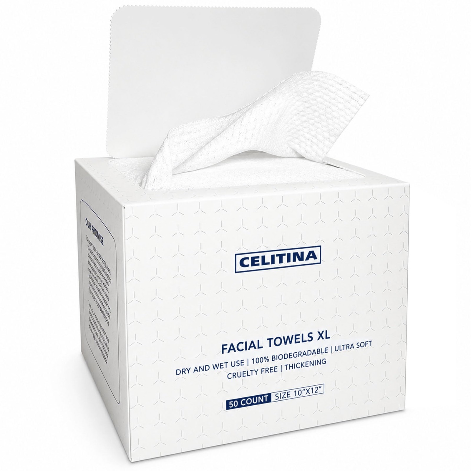 Towels XL, 100% Biobased Face Towel, Disposable 50 Count (Pack of 1), White