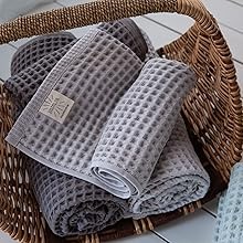 Waffle Cotton Bath Towels-100% Turkish Cotton, Quick Dry, Ultra Soft, Premium