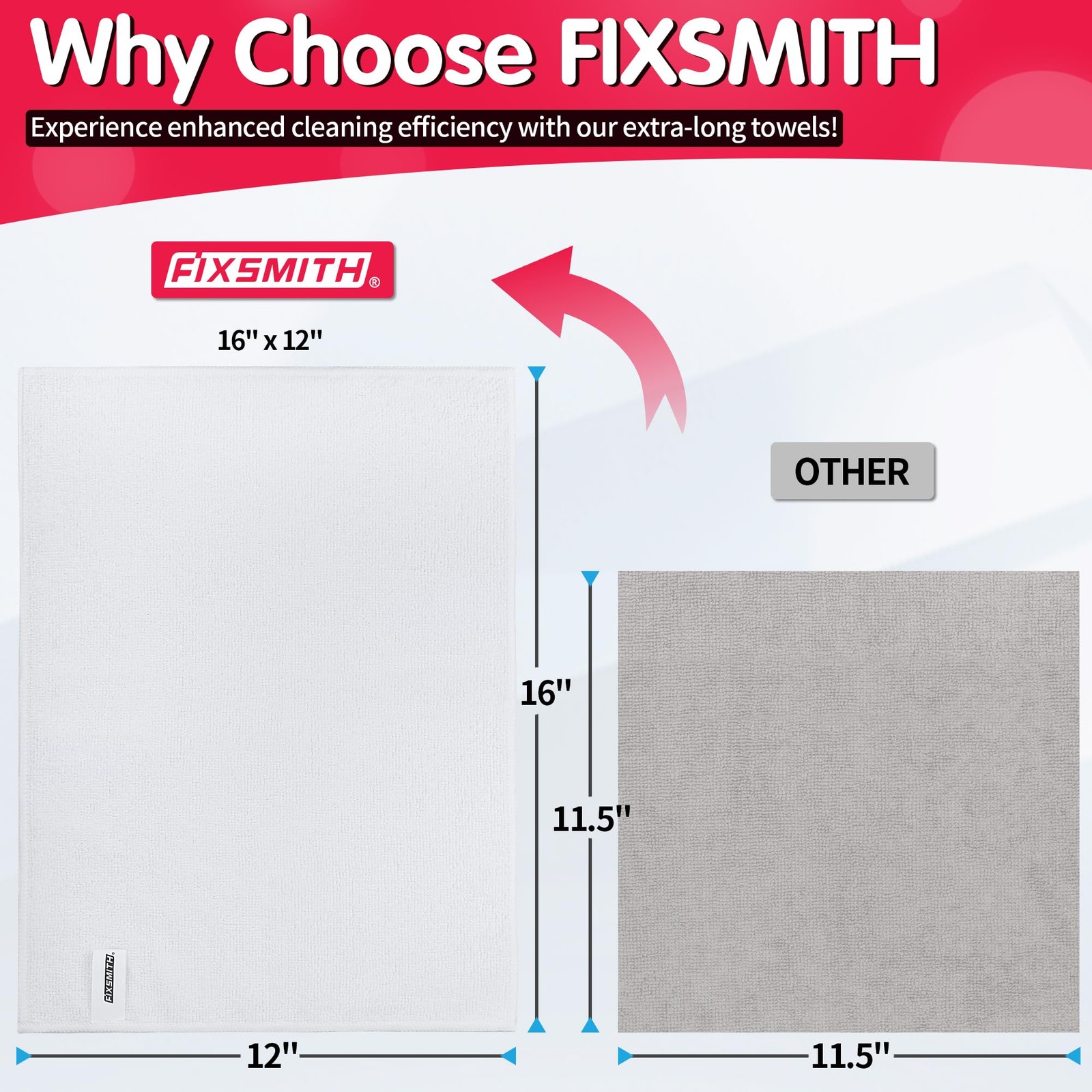 FIXSMITH White Microfiber Cleaning Cloth -Pack of 12, Highly 12pk,