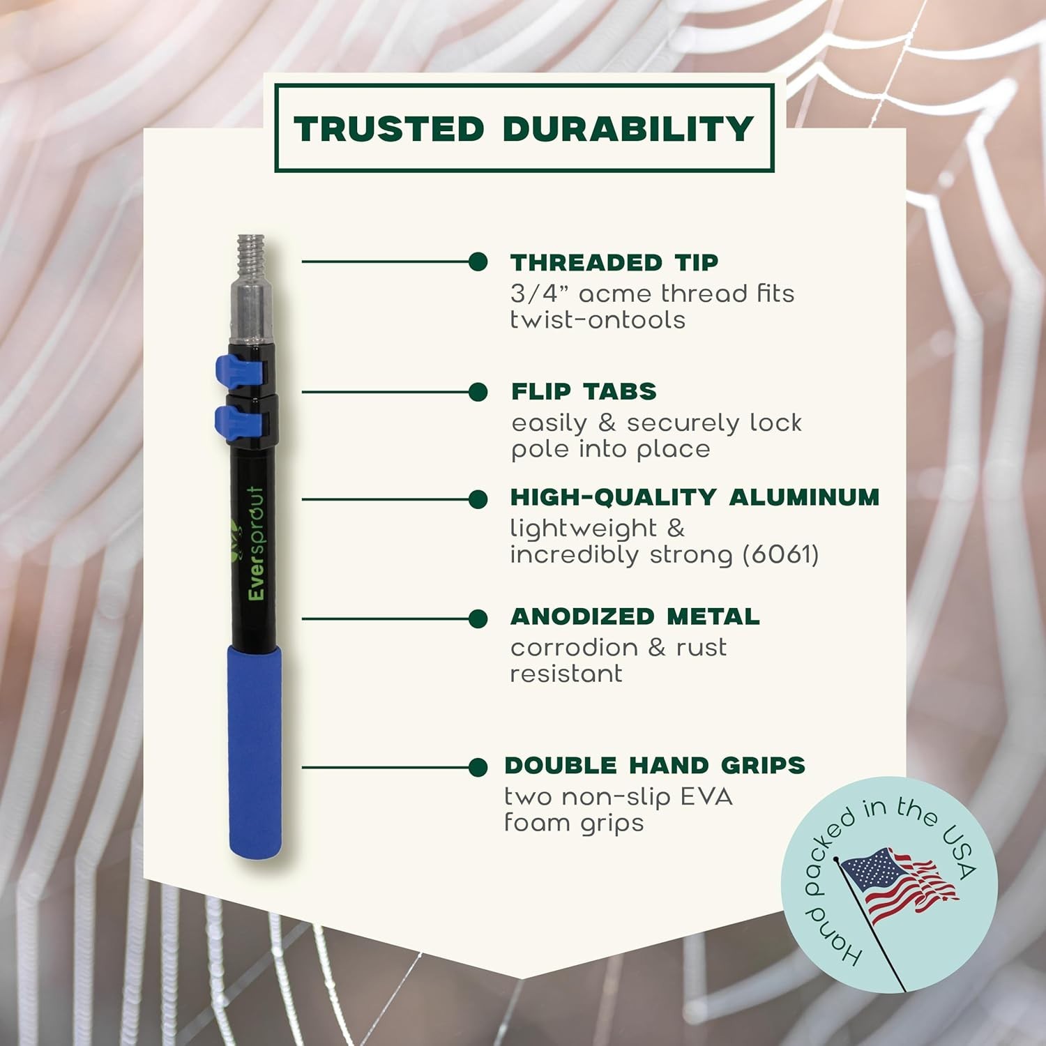 Telescoping Duster Extension Pole Cobweb Cleaner for Ceiling Walls Outdoors