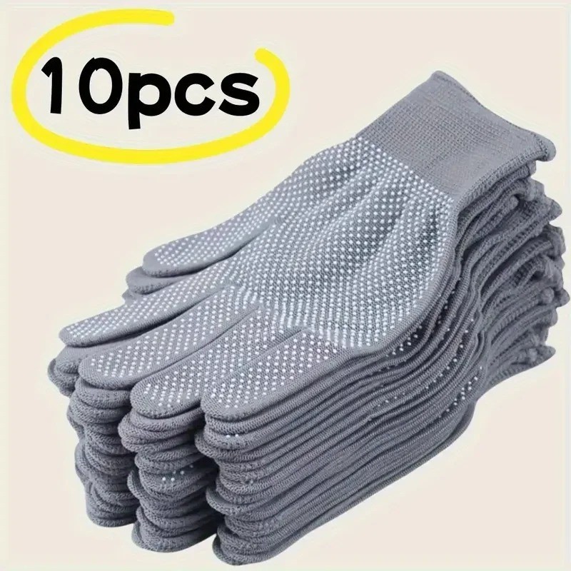 10PCS Nylon Work Gloves Breathable Non Slip Safety Gloves for Gardening Sports