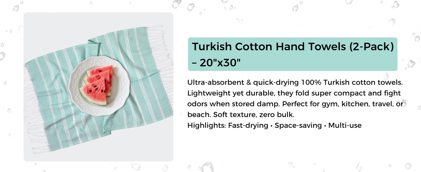 Hand Towels for Bathroom – 2-Pack,20×30 Inch-100% Cotton,Turkish Bathroom Hand
