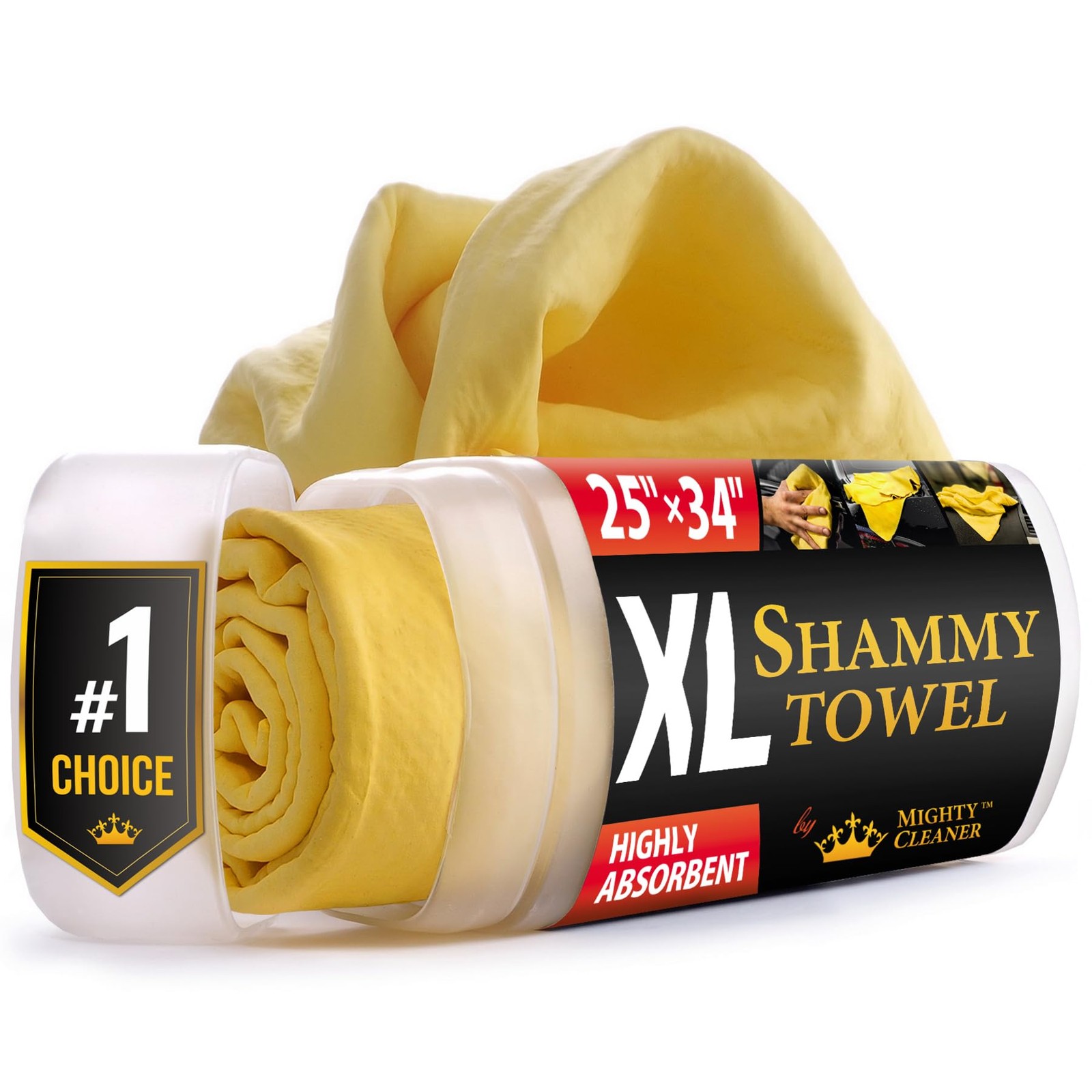 34×25″ Premium XL Shammy Towel for Car Absorbent Chamois Cloth Scratch-Free