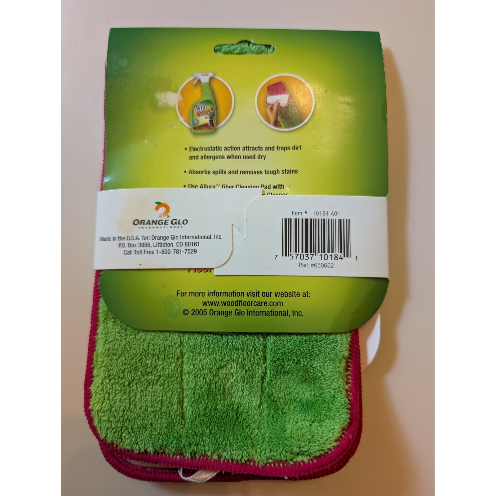 Orange Glo Cleaning Pad Green Allura Fiber Hardwood Mop Refill 10184