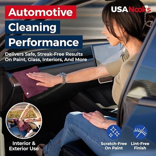Premium 300GSM Microfiber Cleaning Cloth – 12.5″x12.5″ High 8 pack Burgundy