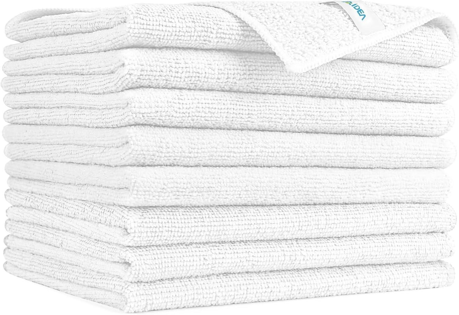 White Microfiber Cleaning Cloths-8PK Soft Absorbent Cleaning Rags Lint