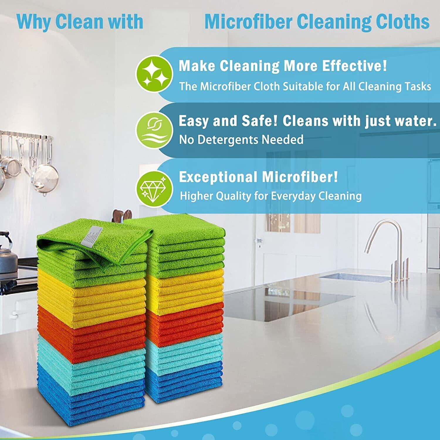 Microfiber Cleaning Cloth Towel Rag Car Polishing No Scratch Detailing Set of 50
