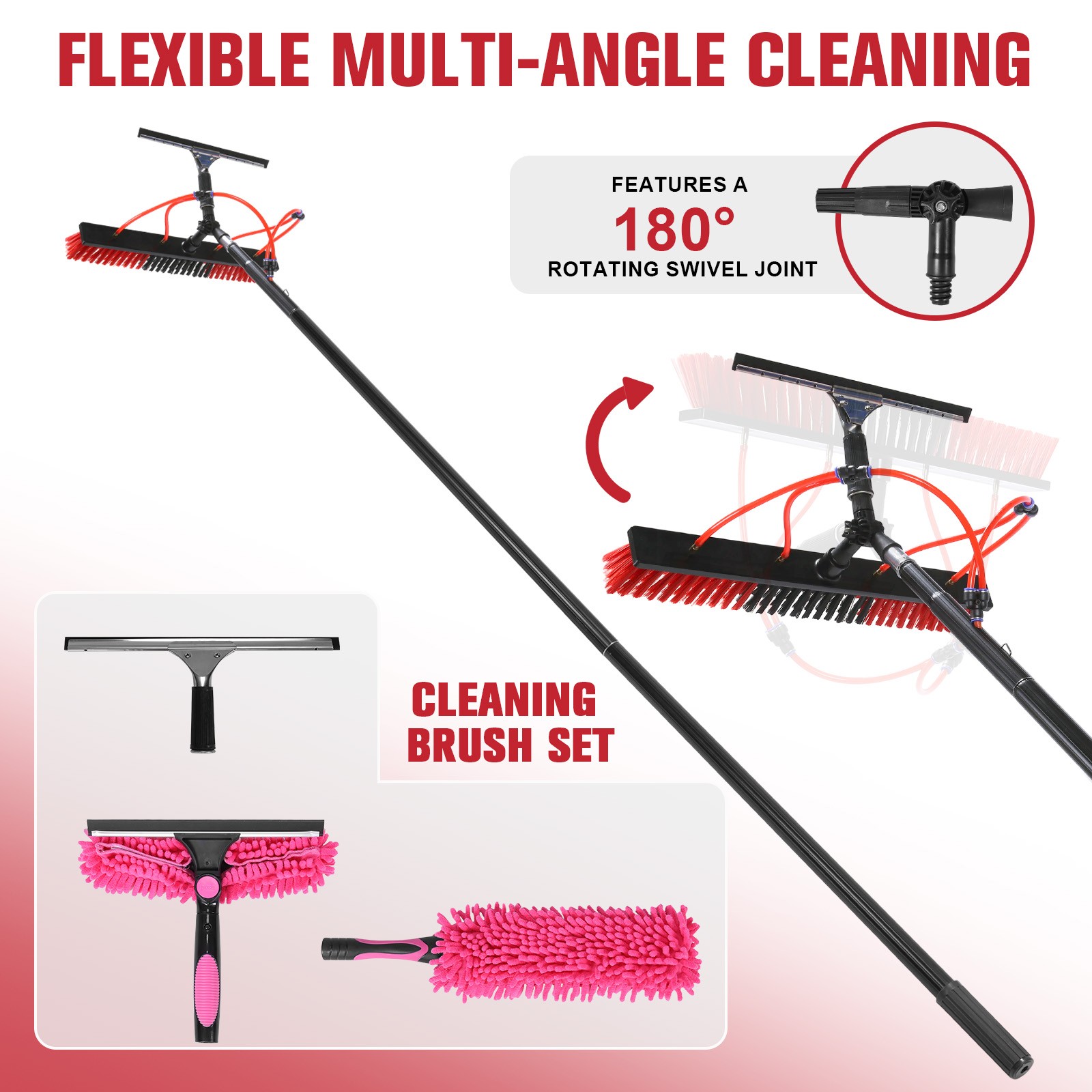 Solar Panel Cleaning Kit with 7M Water Fed Pole, Brush, and Squeegee US