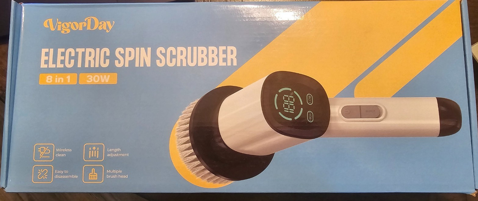 VigorDay Electric Spin Scrubber 8 In 1, 30W Rechargeable, 8 Heads,