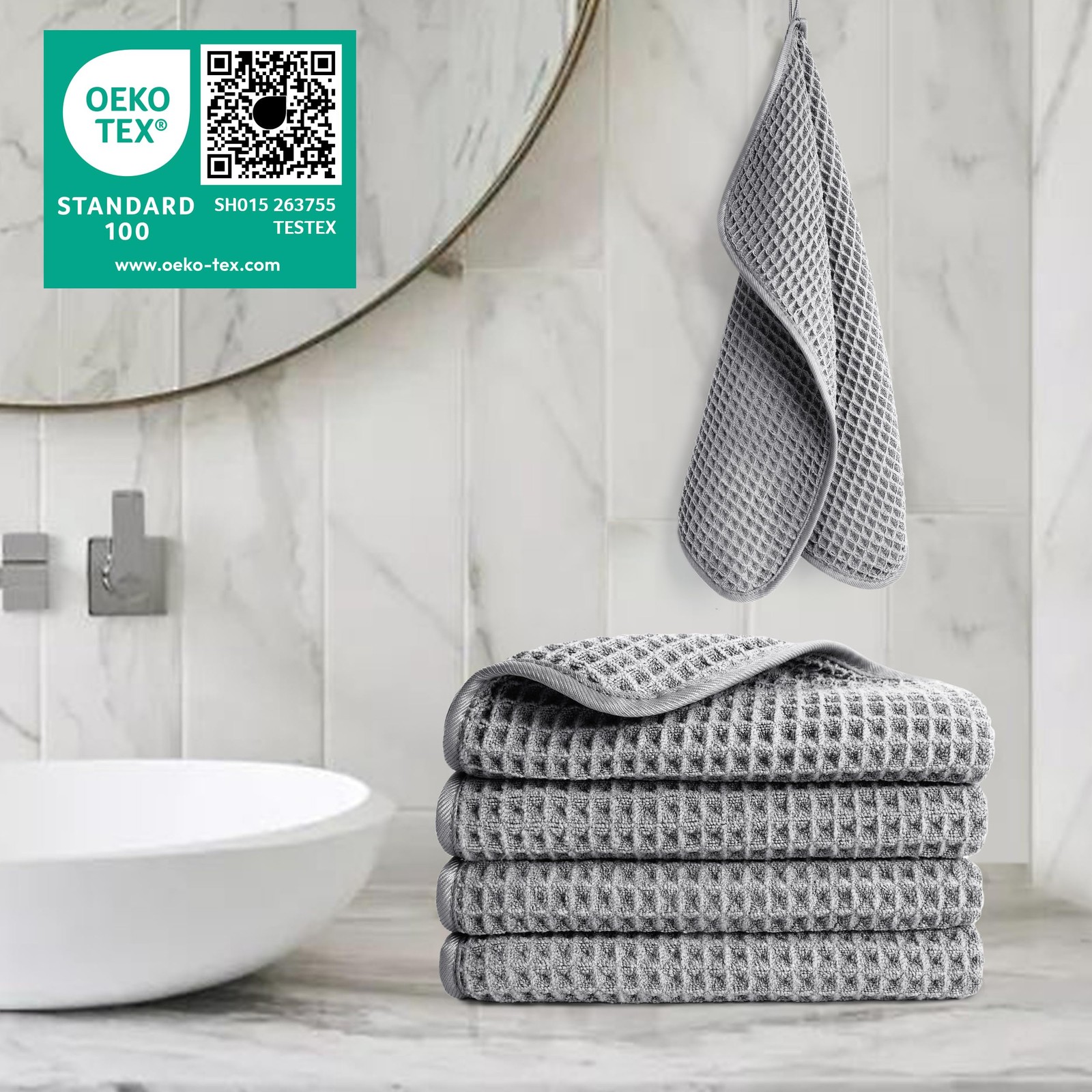 430 GSM Microfiber Lint Free Washcloth Face Towel, 13 x 13 in, 4 Pack (Waffle…