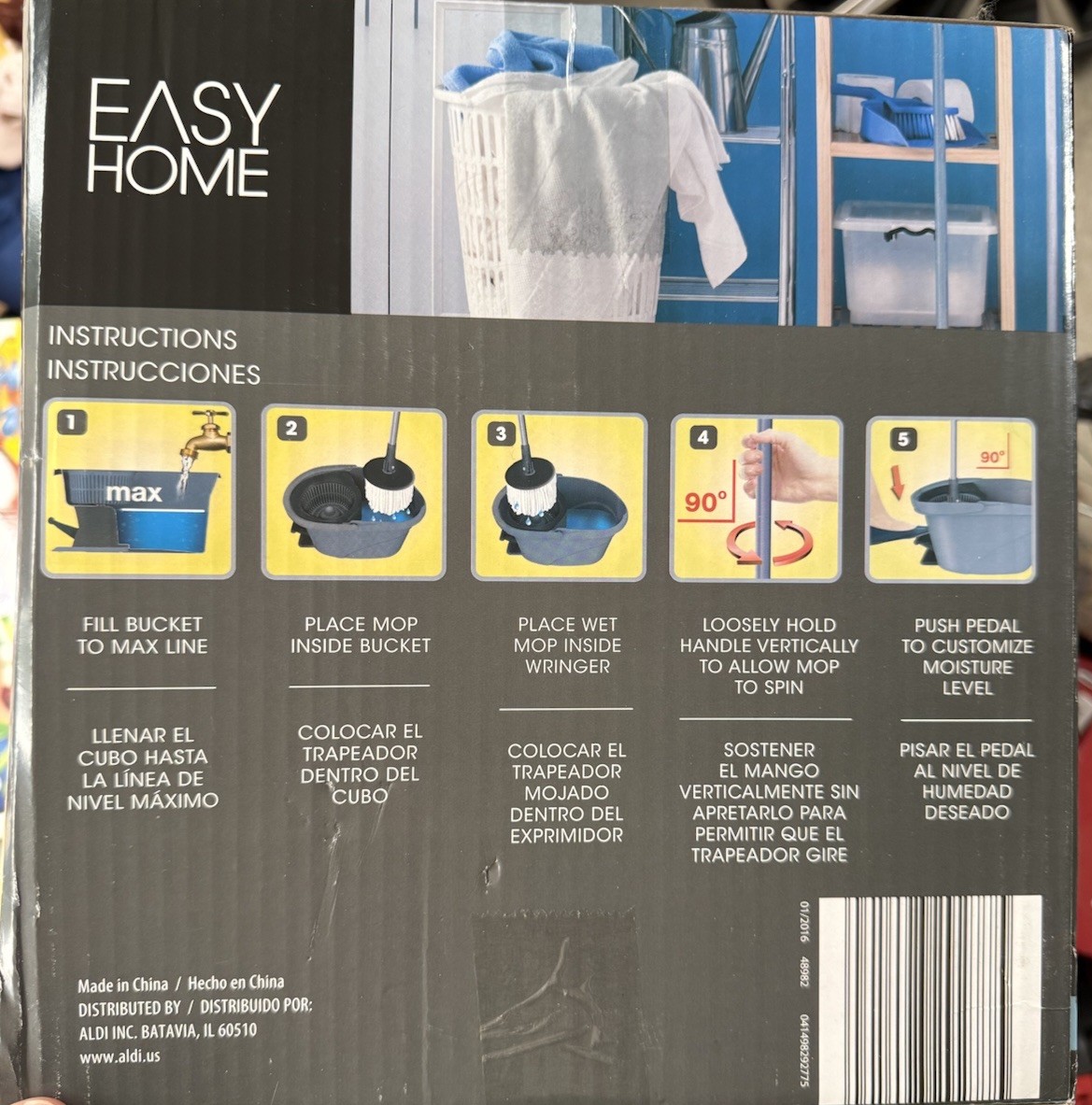 EASY HOME Spin Mop Set w/ Separated Bucket, Extra Head, Microfiber NEW