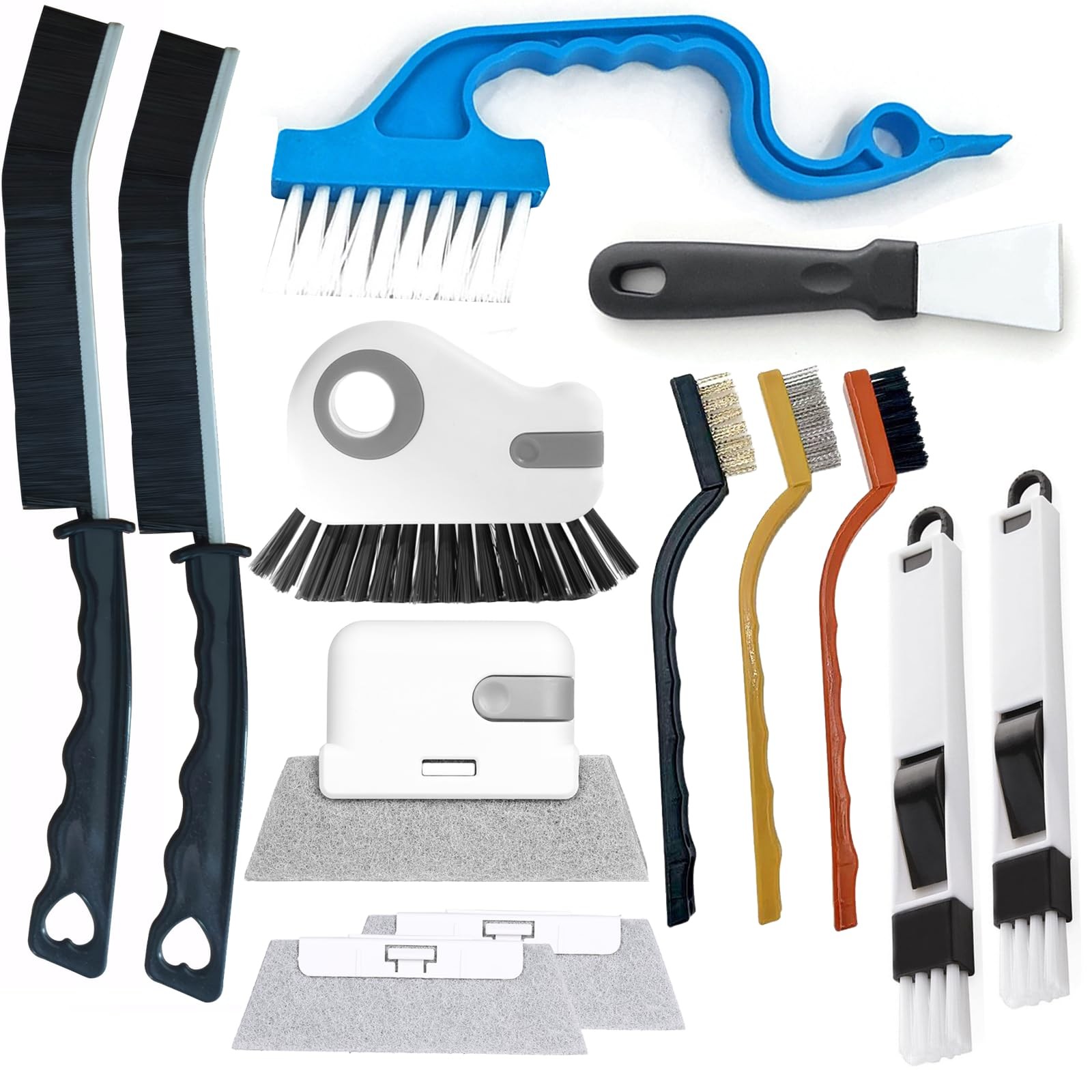 13Pcs Crevice Cleaning Brush Set, Window Groove Kit Hard Gray
