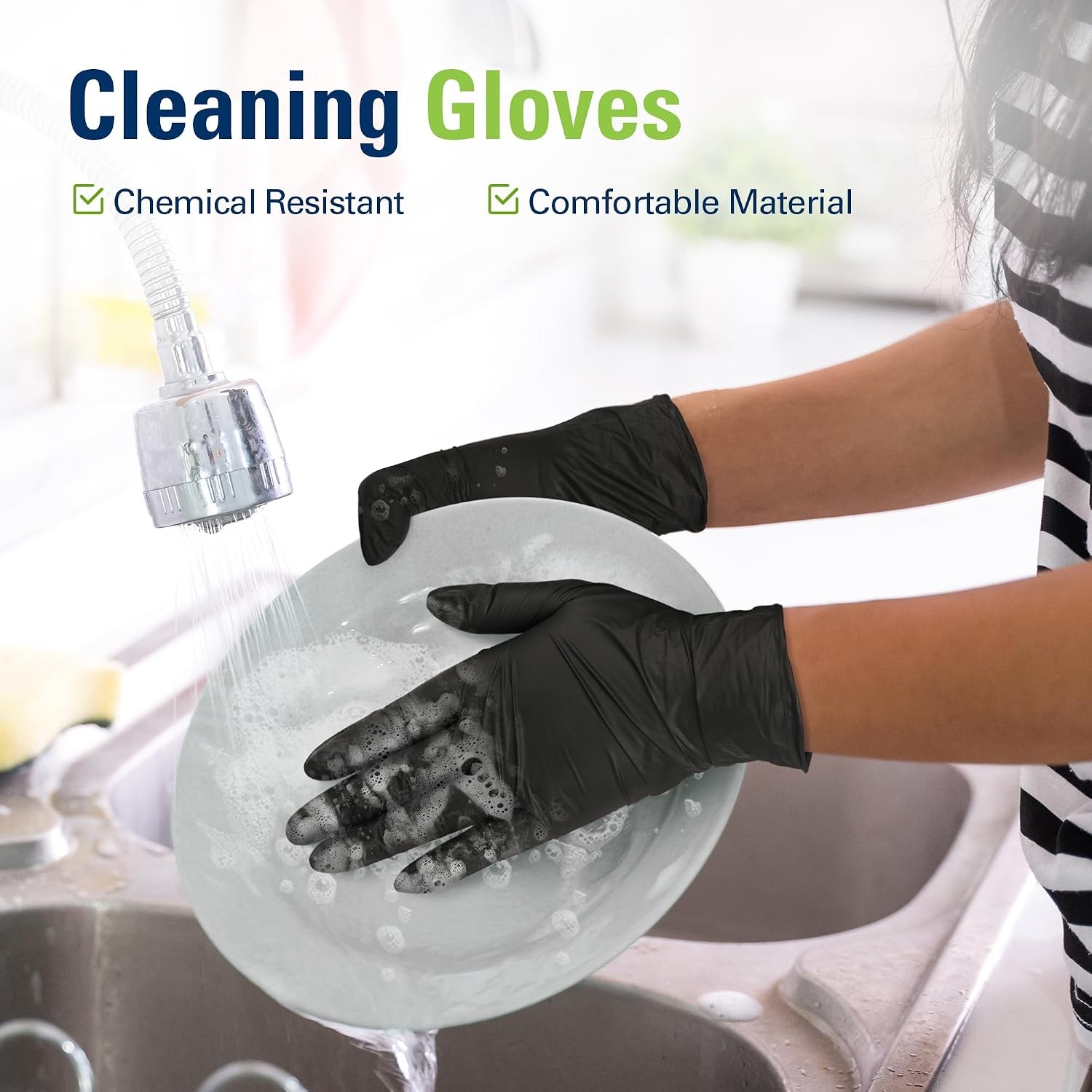 Black Nitrile Gloves, Food Safe Disposable Gloves Latex Free, Rubber Gloves