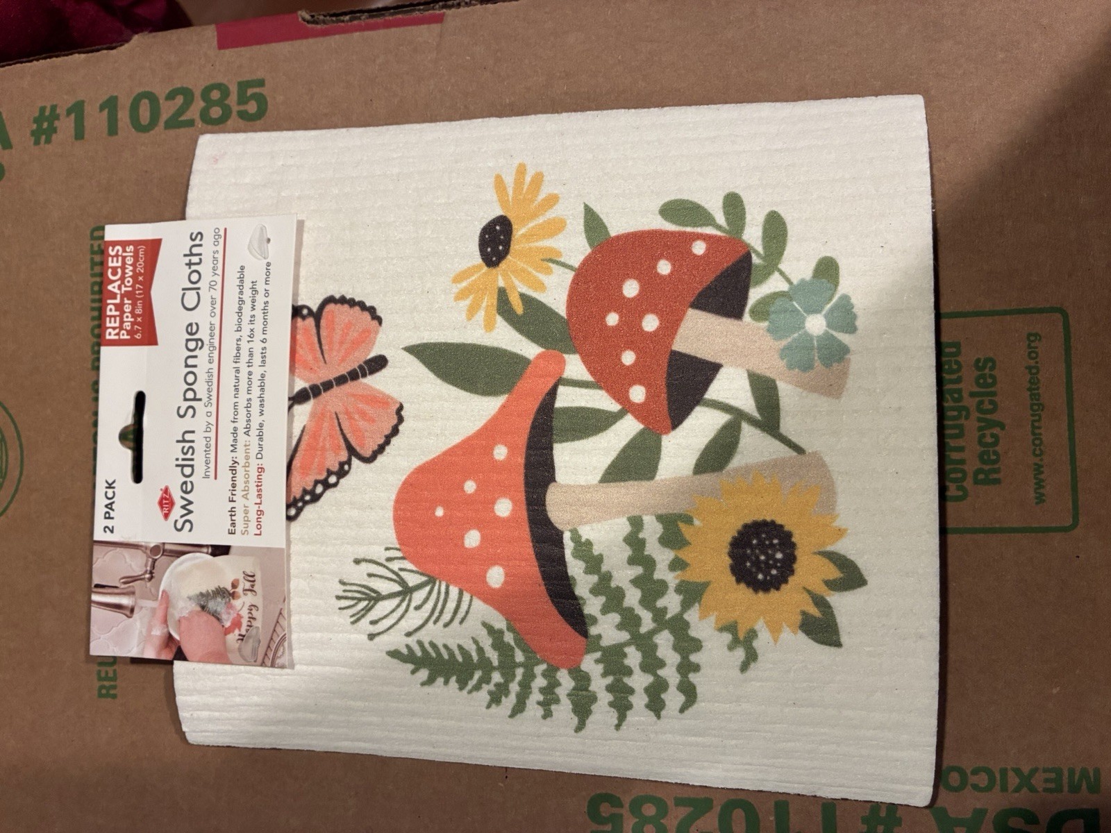 Swedish Dishcloths for Kitchen 2 Pack Reusable, Eco-Friendly Small Sponge Cloth