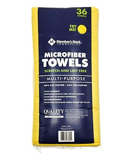 Member’s Mark 16″ x 16″ Microfiber Towels, 36 Count (Yellow)