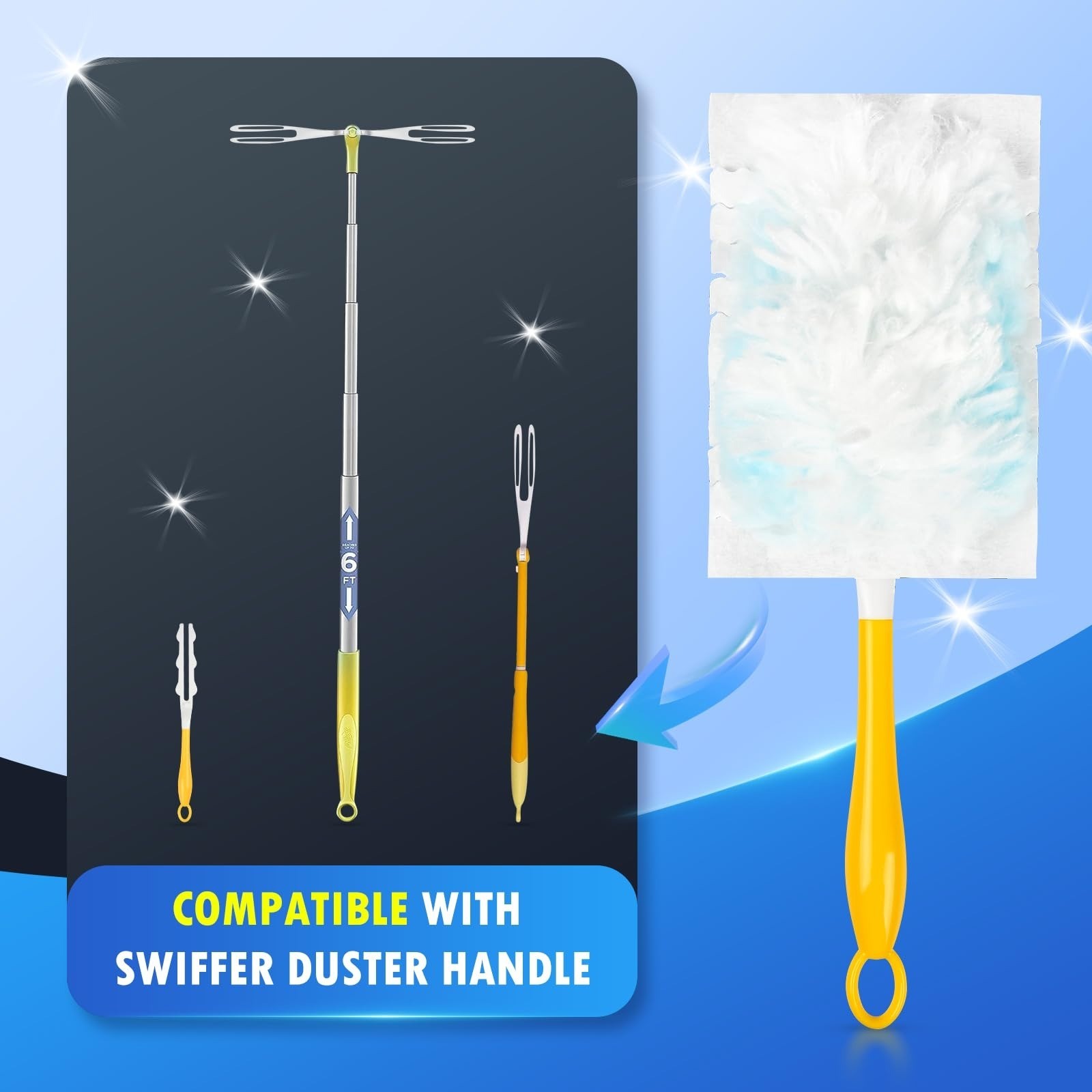 50 Count Microfiber Duster Refills for Swiffer Handle | High Density