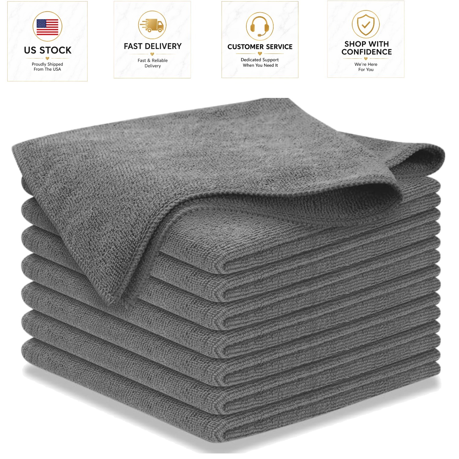 8-Pack Ultra Absorbent Microfiber Cleaning Cloths – 12.5″ for Streak-Free Shine