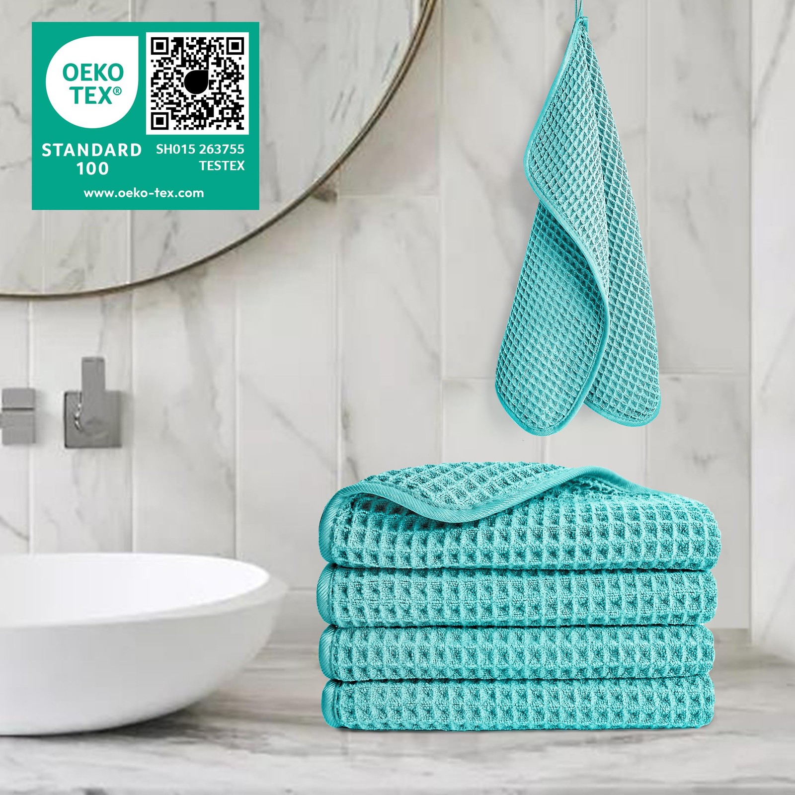 430 GSM Microfiber Lint Free Washcloth Face Towel, 13 x 13 in, 4 Pack (Waffle…