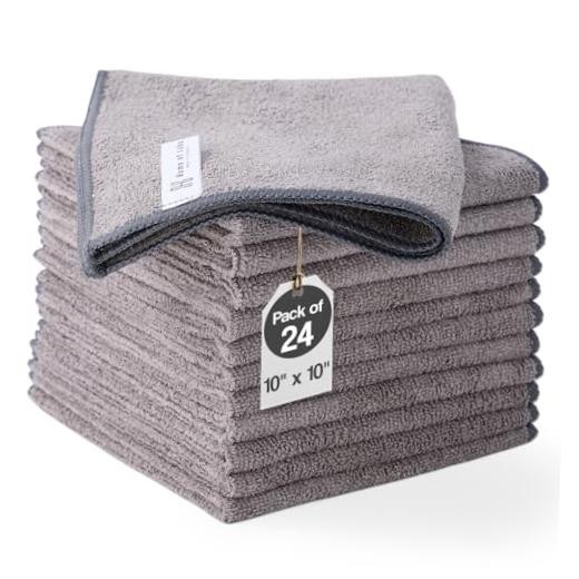 24 Grey Microfiber Cloth Packs – 15×15 Inch Lint Free Streak Free – Lint Free