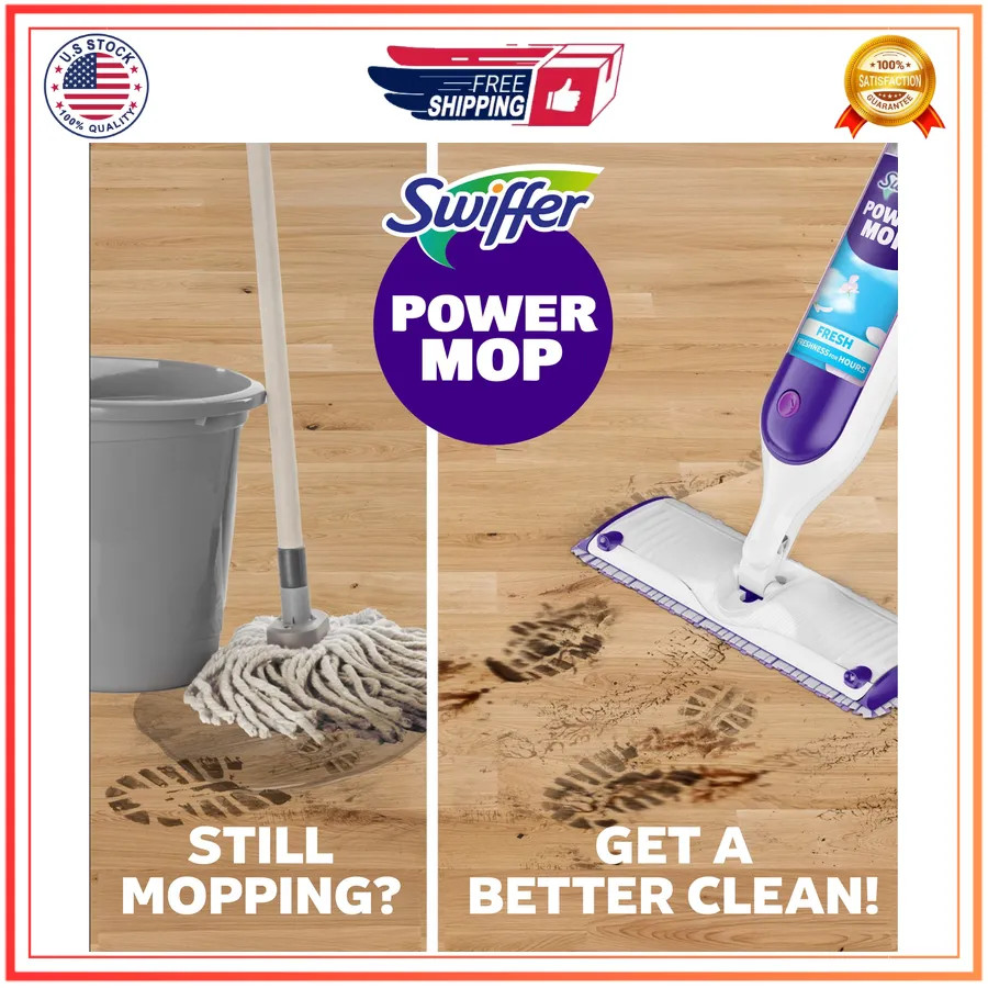 Swiffer PowerMop Multi Surface Floor Cleaning Kit for Wood Tile Vinyl Laminate