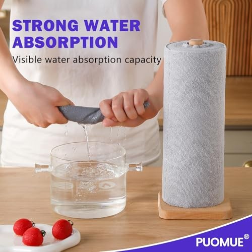 55 Pack Microfiber Cleaning Cloth Roll, Tear Away Reusable 9”X11”-55PK Grey