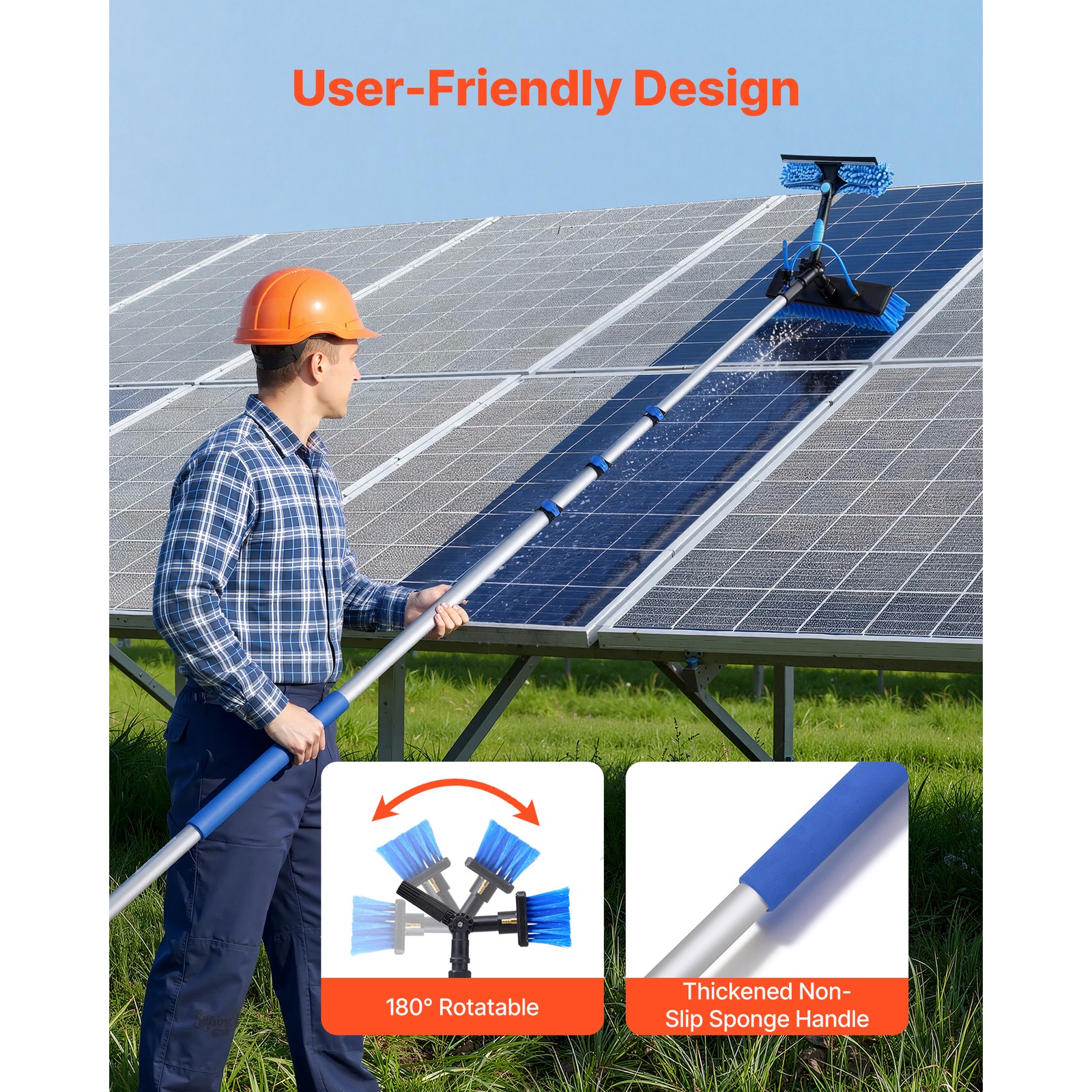 Uimoso Solar Panel Cleaning Kit with 20 ft Water Fed Pole and Brush