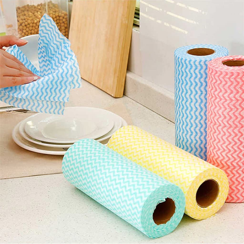 Disposable Cleaning Towels, 50 Count/Roll, Non-woven Fabric, Quick-Dry, Soft,…