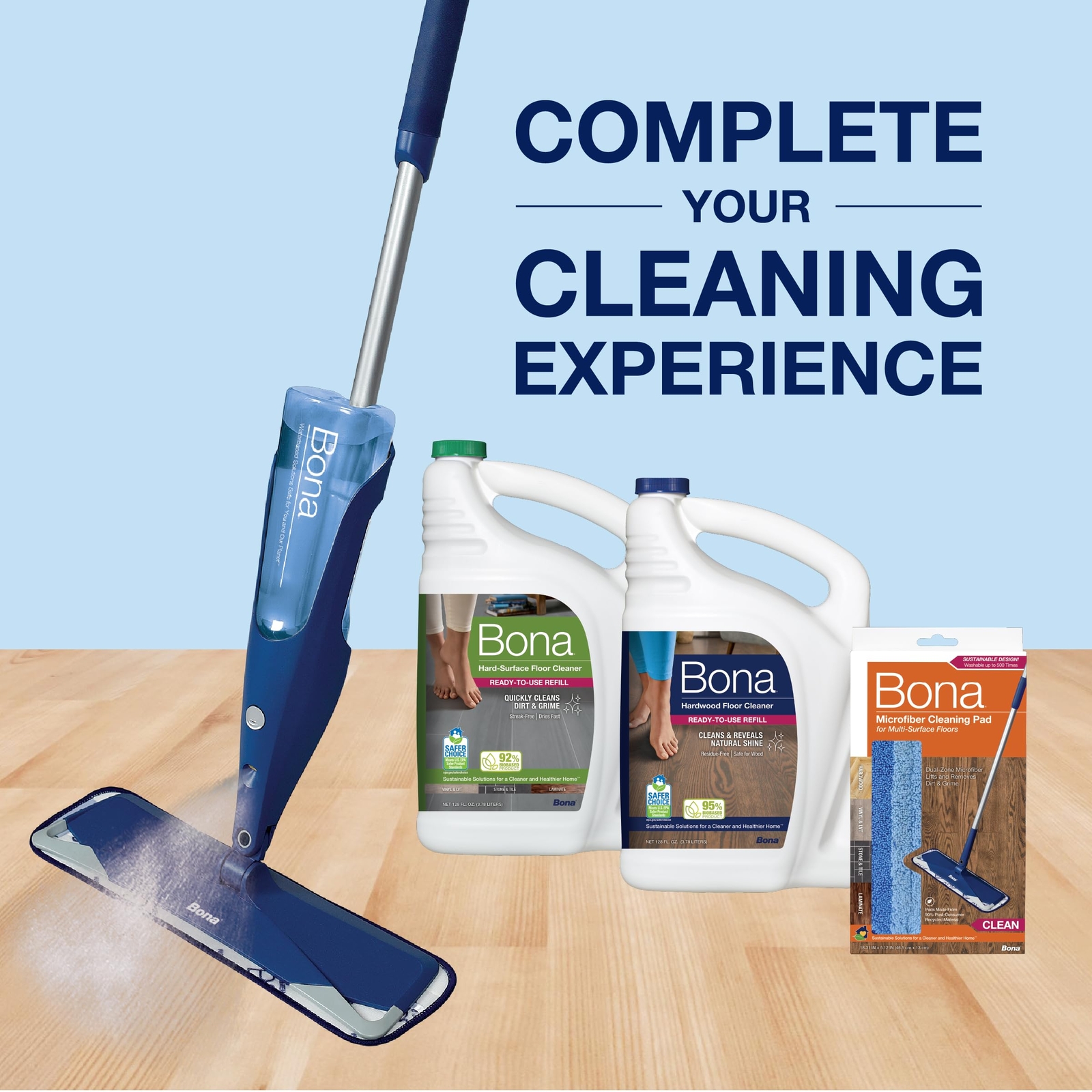 Bona Microfiber Mop Pads 3 Count Replacement for Hardwood and Hard Surfaces