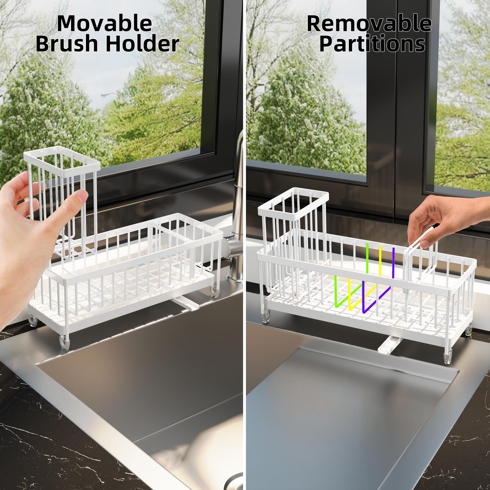 Moforoco Extra Large Kitchen Sink Caddy, Rustproof Sponge Holder XL, White