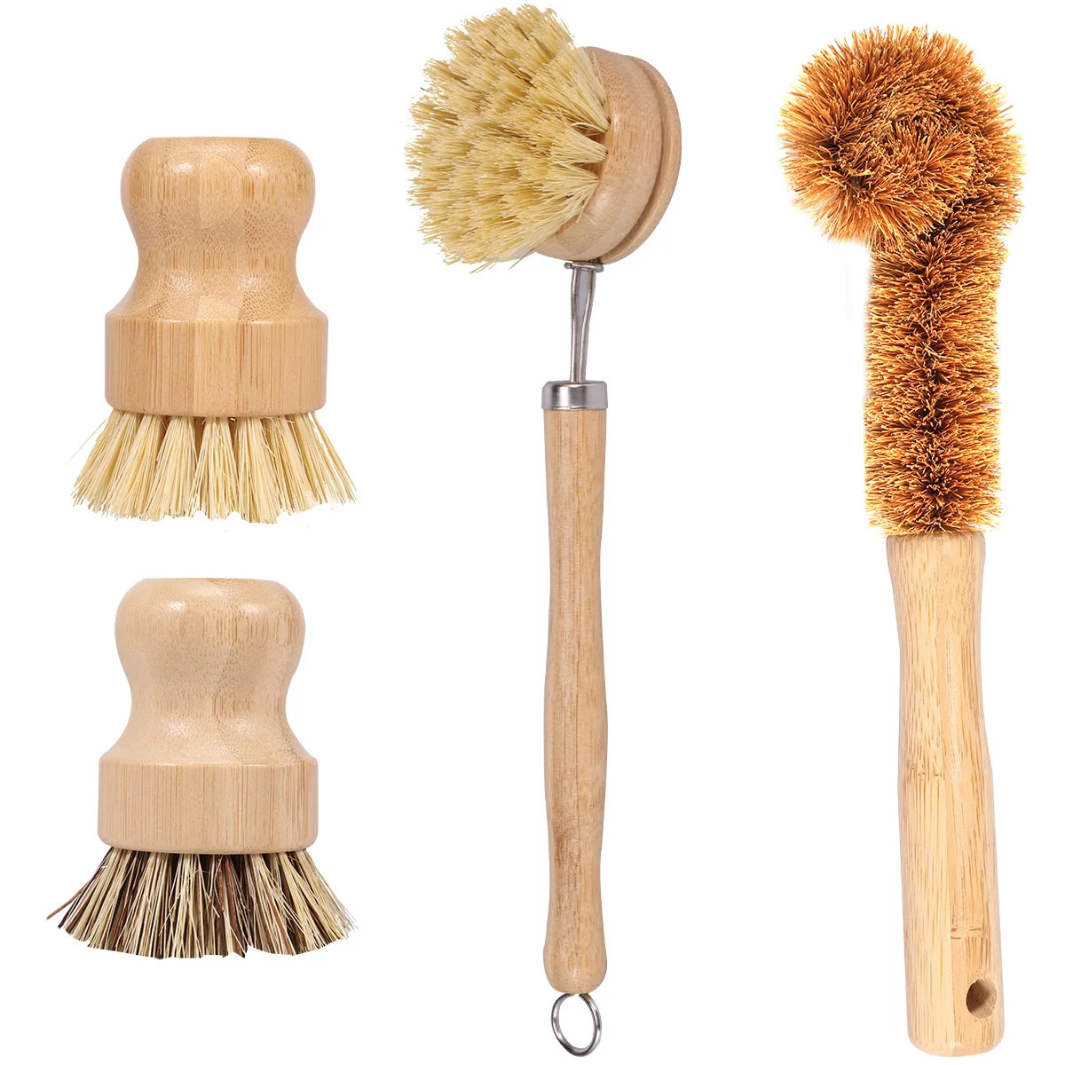3/4/5/10Pcs Bamboo Dish Scrub Brushes Replaceable Dish Brush Kitchen Cleaning Sc