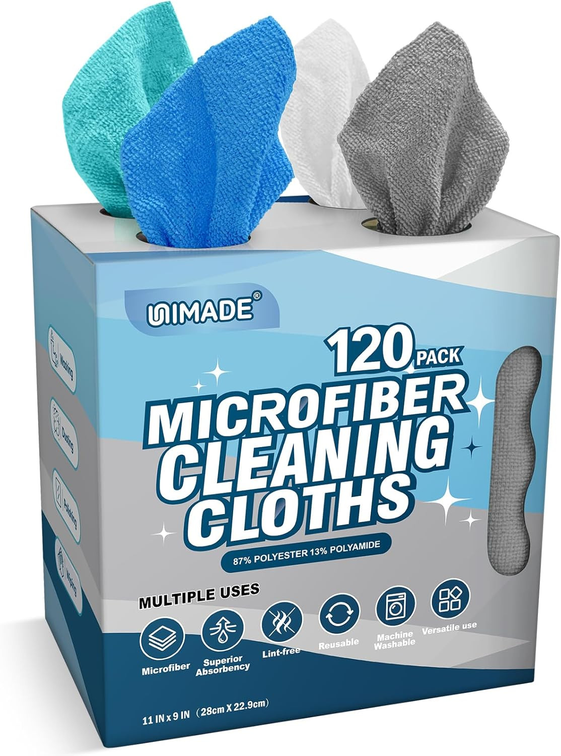 Microfiber Cleaning Cloth, 120 Pack Reusable Paper Towels Microfiber Towels for