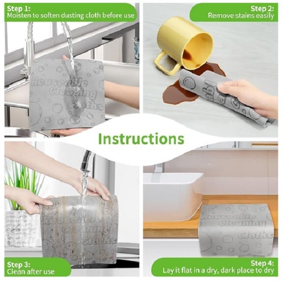 Damp Clean Duster Towel Streakless Cloths Flexible Dusting Towel Magic 4-Pack