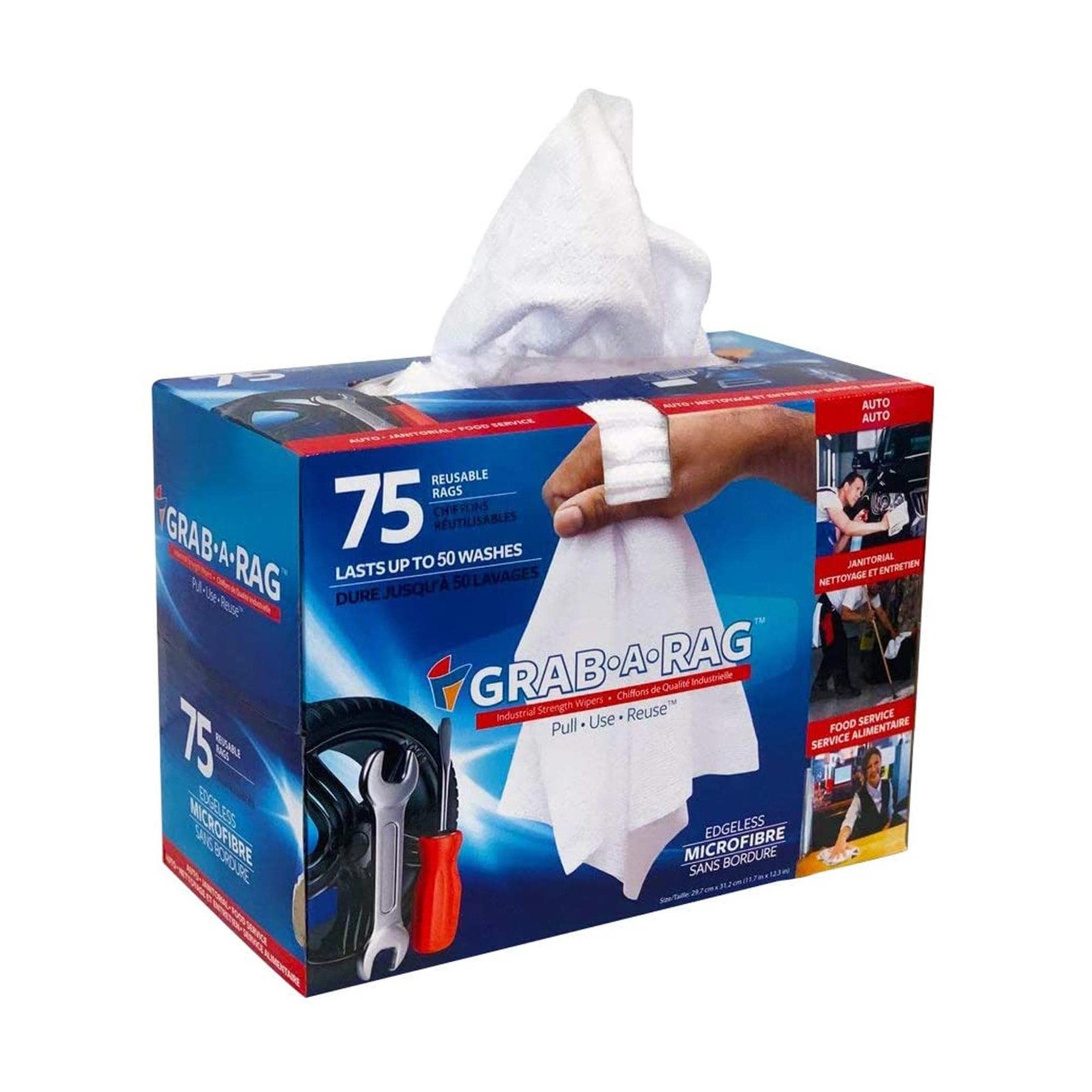 Multi Use Cleaning Rags 75 Count Super Absorbent edgeless White Rags, Washabl…