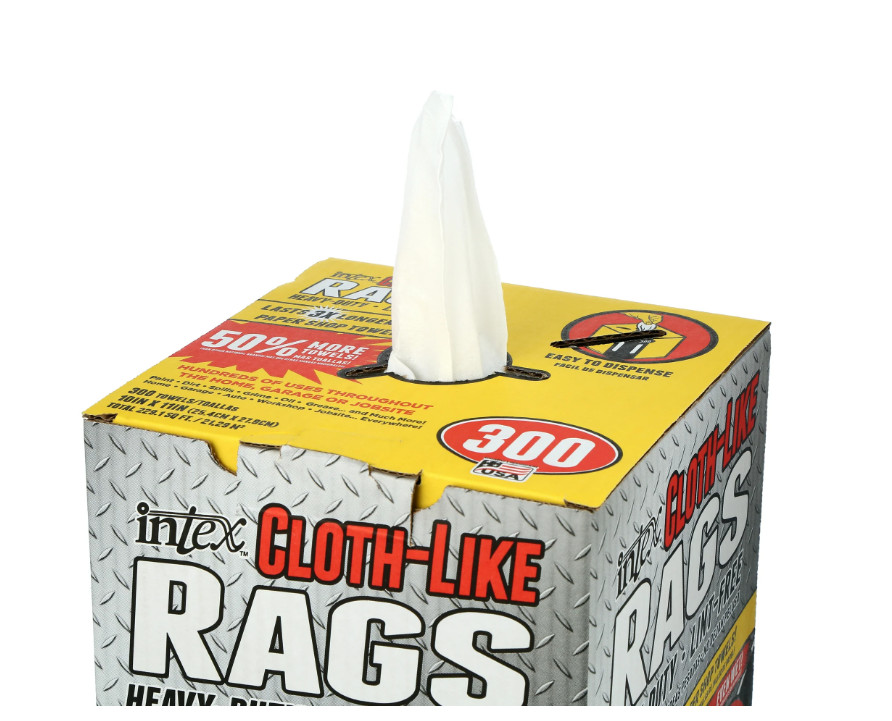 Intex Cloth-Like Rags in a Box 300 Towels, 10″x11″ Heavy-Duty Trapos Tipo Tela