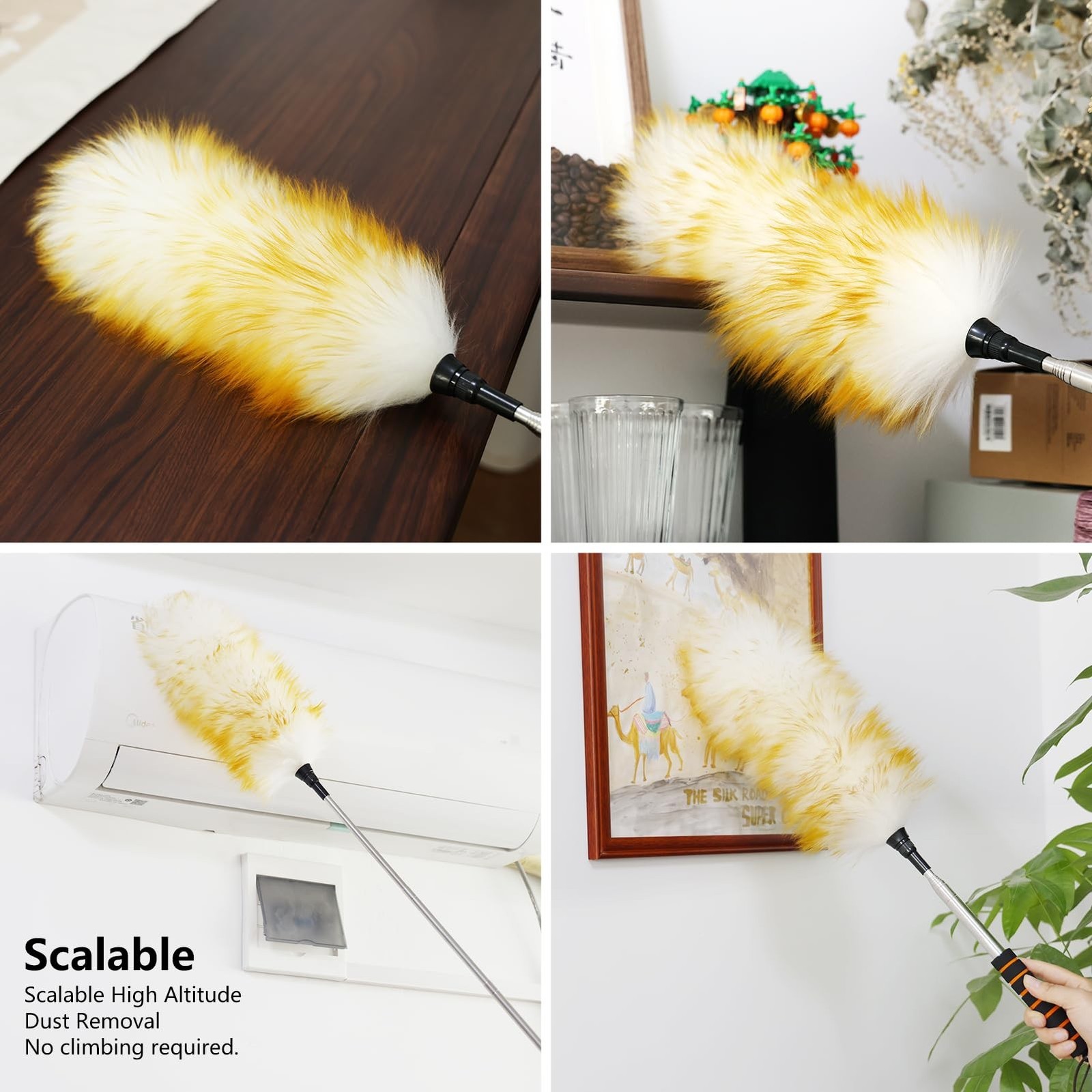 Lambswool Extendable Cleaning Duster 26-64 Inch, Anti-Static Wall Duster Clea…