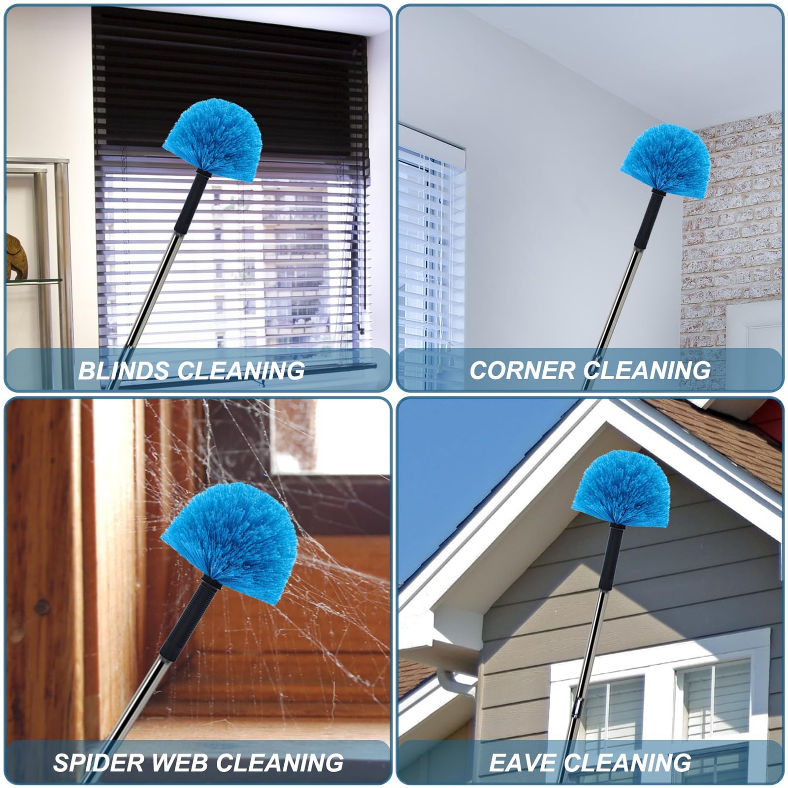 2 Pack Cobweb Duster Head Brush-Twist-On Spider Web Brush for Outdoor & Indoor W