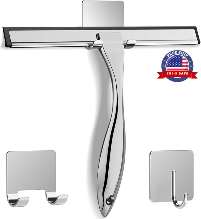 Limpiador de ducha multiusos de acero inoxidable para puertas de ducha, 10 Inch