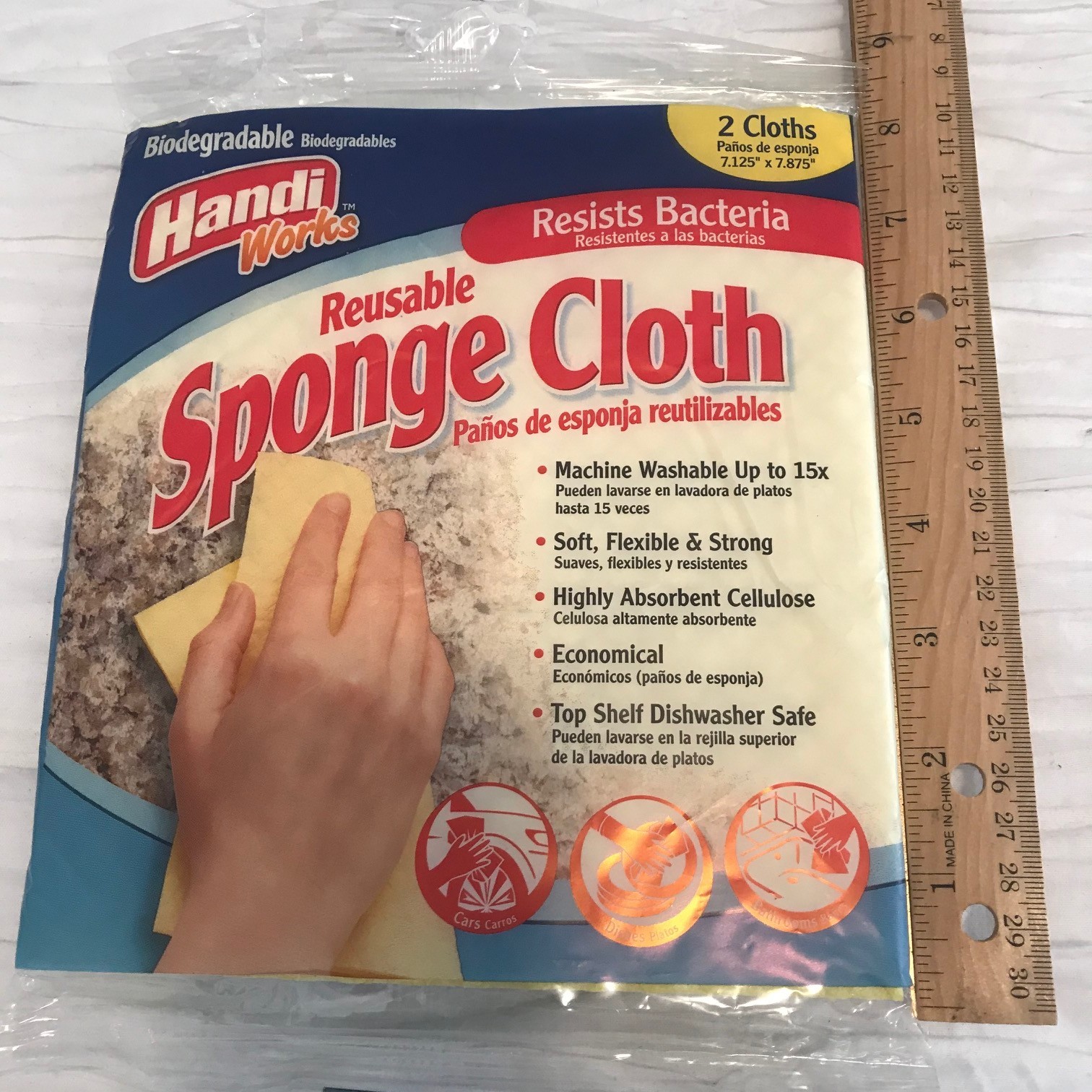 2 Pack Flat Sponge Cloth Reusable Flexible Washable Absorbent 7.8″x 7.1″ Germany