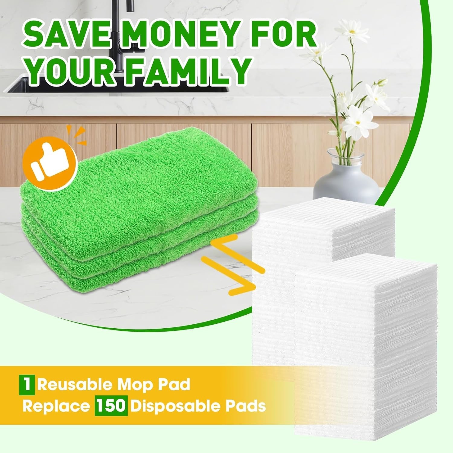 12-Pack Reusable Microfiber Mop Pads for 10-Inch Mops – Eco-Friendly Cleaning