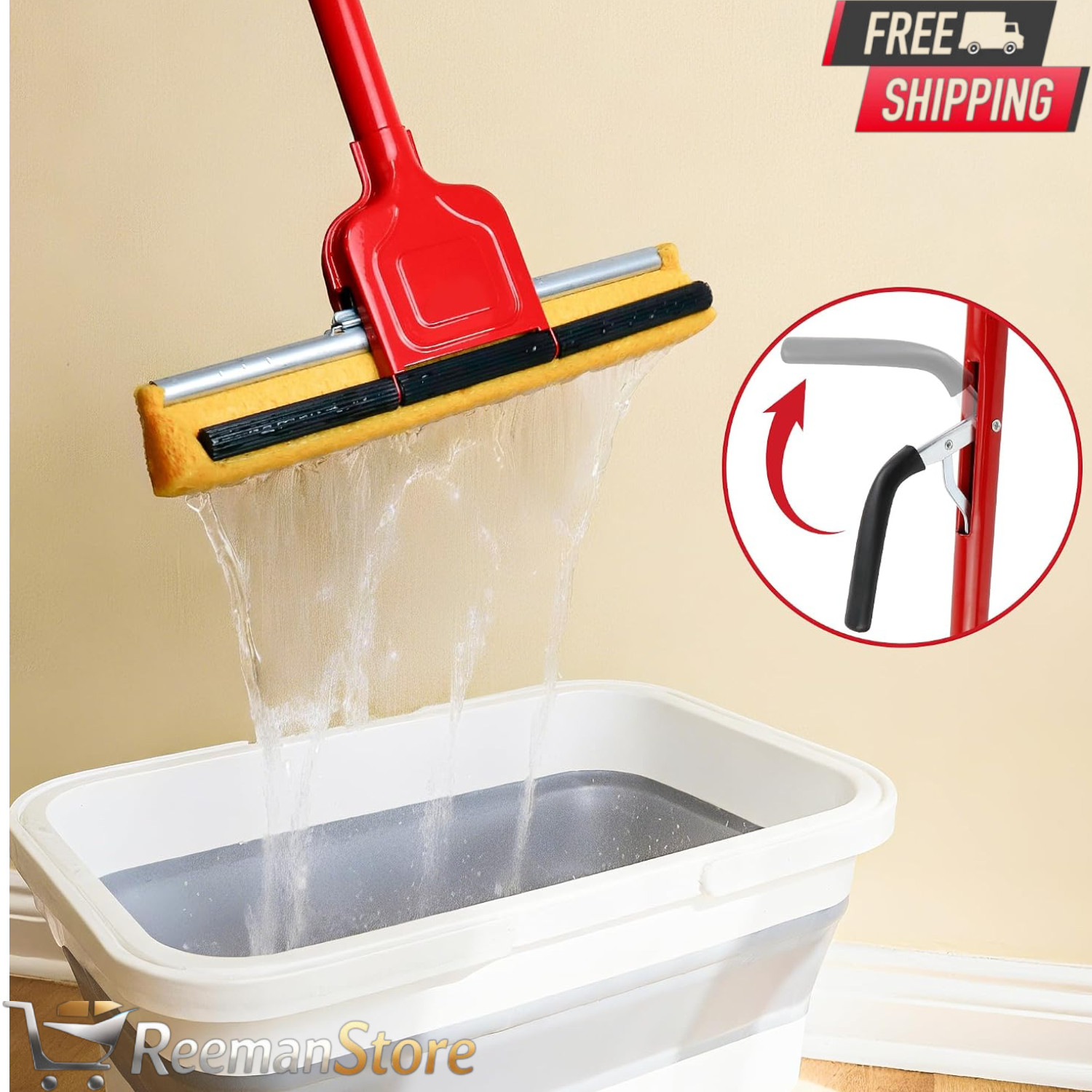 LILAC Swop Cellulose Sponge Mop with 2 Replacement Heads Floor Cleaning Mop