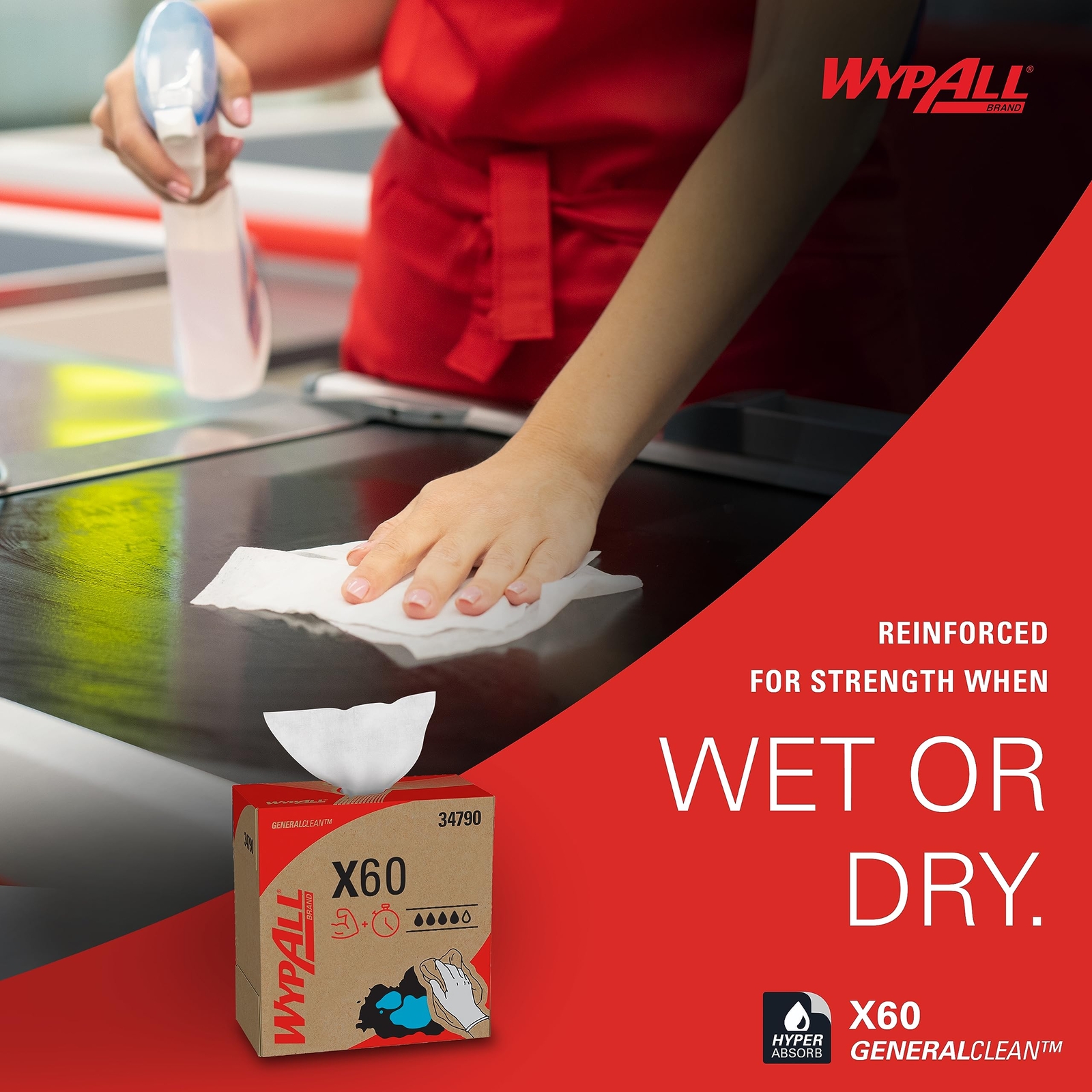 WypAll General Clean X60 Multi Task Cleaning Cloths 1180 Count Pack of 10