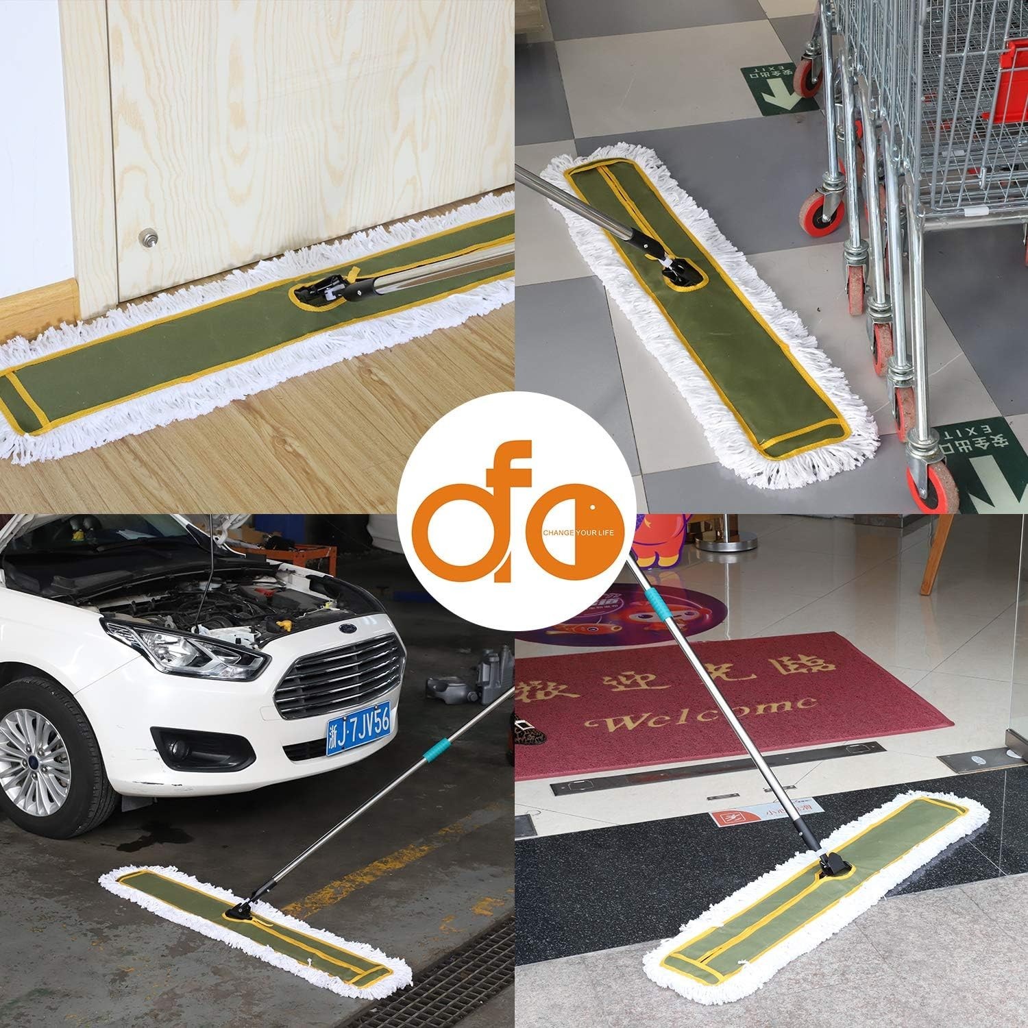 OFO 43-Inch Heavy-Duty Industrial Dust Mop Set for Efficient Commercial Cleaning