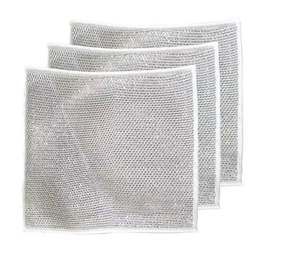 5 Pcs Multipurpose Wire Dishwashing Rags – Wet & Dry Use, Durable Cleaning Rag