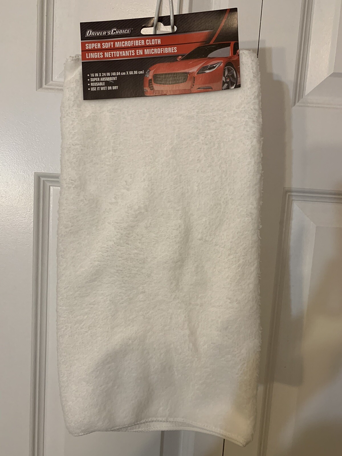 New DRIVER’S CHOICE White SUPER SOFT Reusable MICROFIBER CLOTH 24″ X 16″ CAR